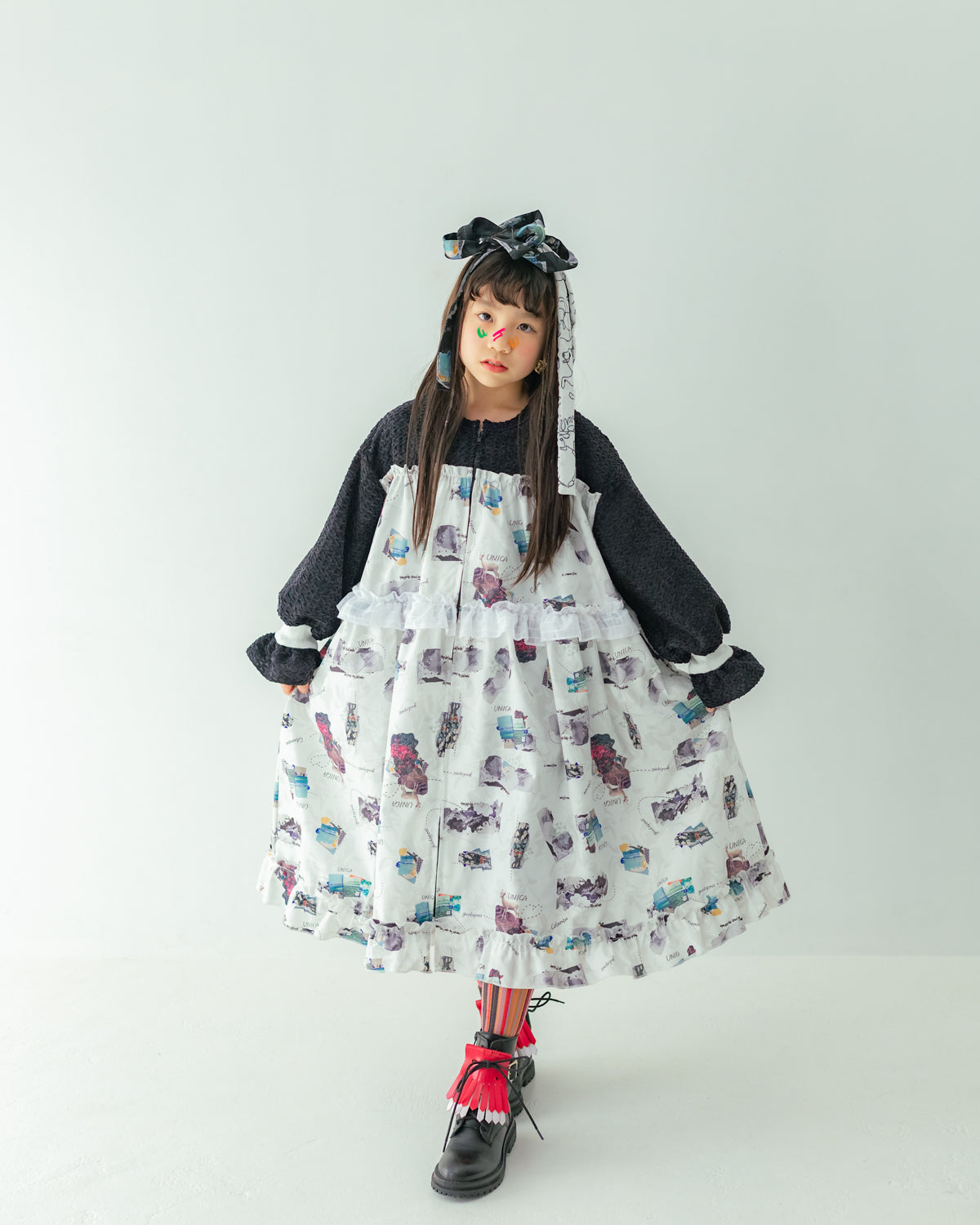 コラージュジャーニーzipワンピース[362-0102-1]