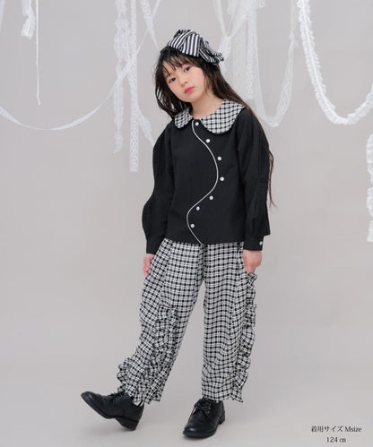 ウェービースリーブシルバーラインシャツ　 [243-0601-1]