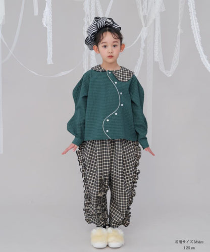 ウェービースリーブシルバーラインシャツ　 [243-0601-1]