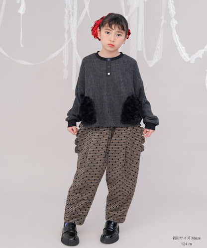 ボアポケットニット風ヘンリーネックプルオーバー　[243-0701-1]