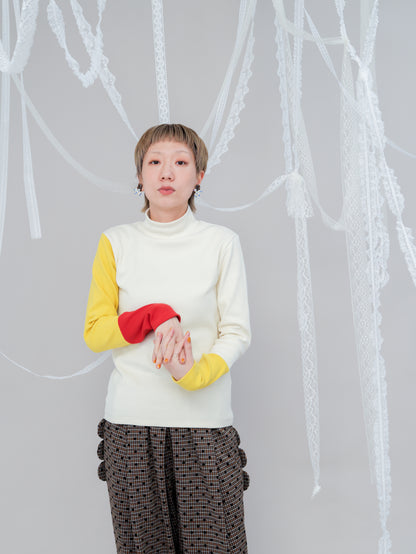 配色カラーハイネックTシャツ　ladies [243-1510-2]