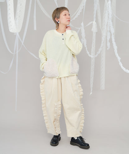 ボアポケットニット風ヘンリーネックプルオーバー 　ladies [243-0701-2]