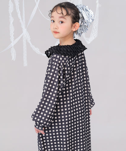 チェック柄コクーンワンピース  [243-0105-1]