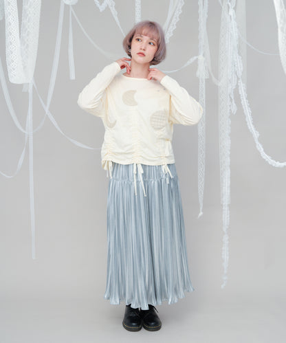 moonパッチワークドローストリングTシャツ  ladies [243-1502-2]