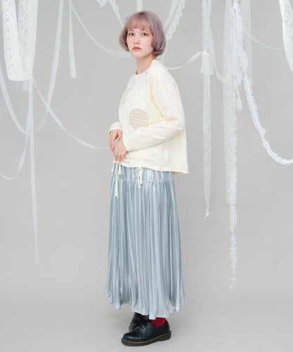 moonパッチワークドローストリングTシャツ  ladies [243-1502-2]