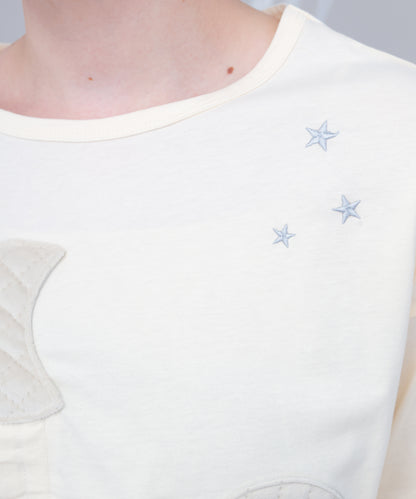 moonパッチワークドローストリングTシャツ  ladies [243-1502-2]