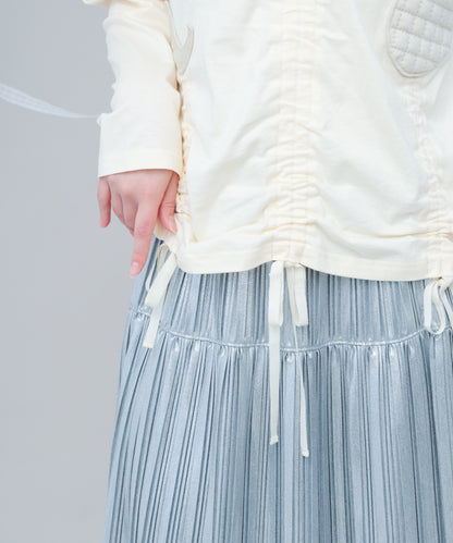 moonパッチワークドローストリングTシャツ  ladies [243-1502-2]