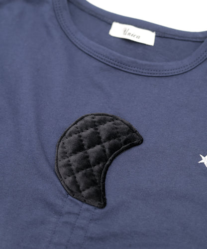 moonパッチワークドローストリングTシャツ  ladies [243-1502-2]