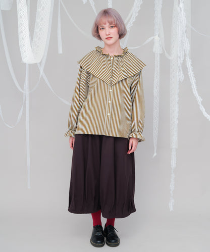 ビック三角襟ストライプ柄シャツ　[243-0605-2]