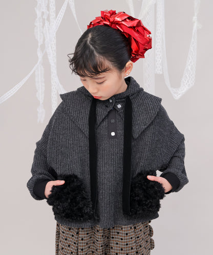 ボアポケットニット風ヘンリーネックプルオーバー　[243-0701-1]