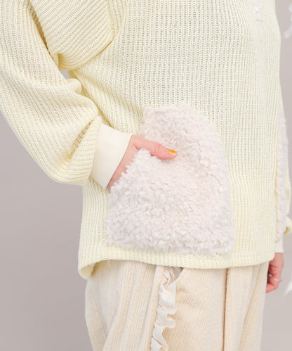 ボアポケットニット風ヘンリーネックプルオーバー 　ladies [243-0701-2]