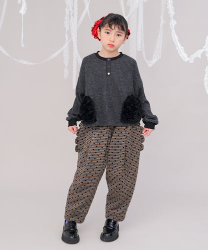 ボアポケットニット風ヘンリーネックプルオーバー　[243-0701-1]