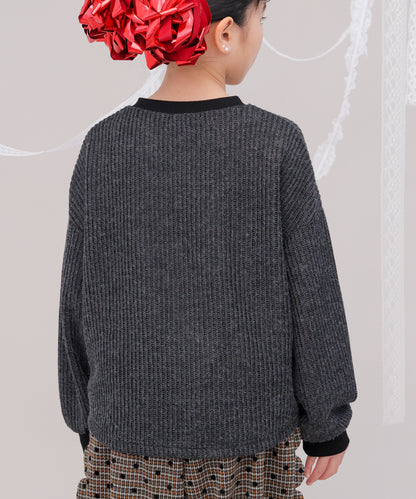 ボアポケットニット風ヘンリーネックプルオーバー　[243-0701-1]