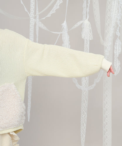 ボアポケットニット風ヘンリーネックプルオーバー 　ladies [243-0701-2]