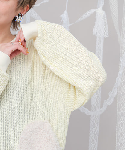 ボアポケットニット風ヘンリーネックプルオーバー 　ladies [243-0701-2]