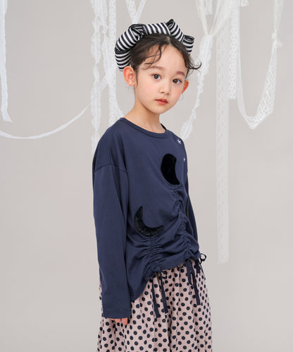 moonパッチワークドローストリングTシャツ  [243-1502-1]