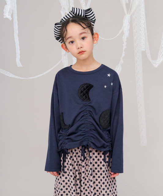 moonパッチワークドローストリングTシャツ  [243-1502-1]