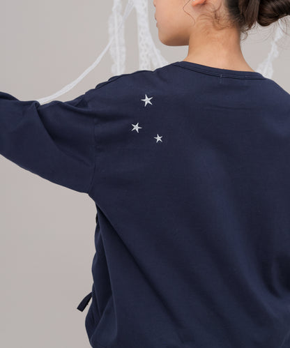 moonパッチワークドローストリングTシャツ  [243-1502-1]