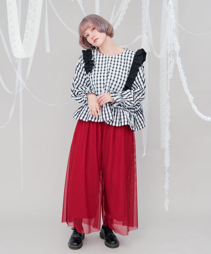 チュールワイドパンツ  ladies [243-0903-2]