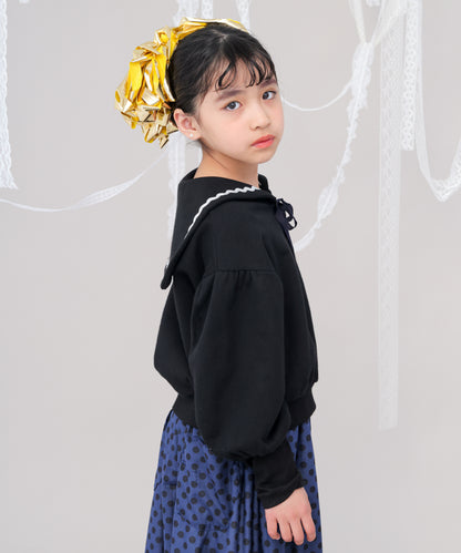 セーラーカラーアームウォーマー風トレーナー　[243-0705-1]