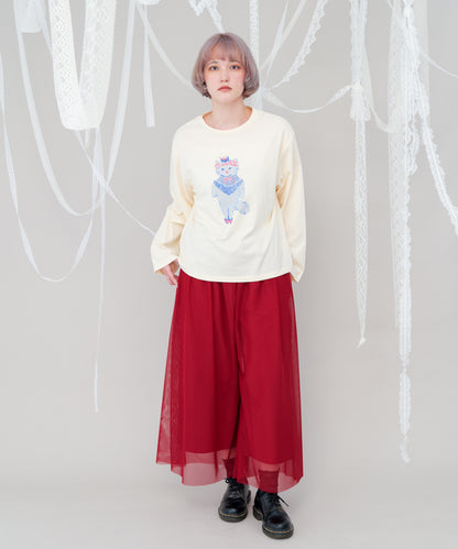 チュールワイドパンツ  ladies [243-0903-2]