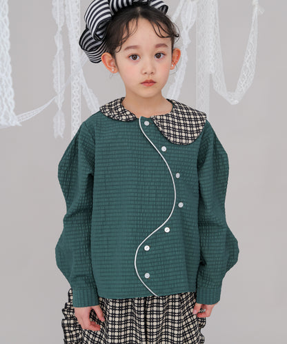 ウェービースリーブシルバーラインシャツ　 [243-0601-1]