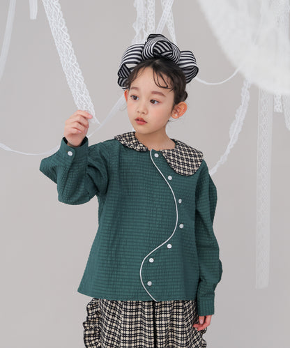 ウェービースリーブシルバーラインシャツ　 [243-0601-1]