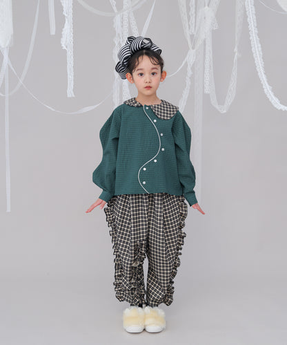 ウェービースリーブシルバーラインシャツ　 [243-0601-1]