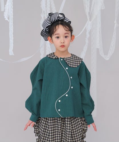 ウェービースリーブシルバーラインシャツ　 [243-0601-1]