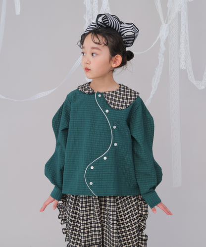 ウェービースリーブシルバーラインシャツ　 [243-0601-1]