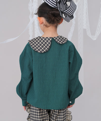 ウェービースリーブシルバーラインシャツ　 [243-0601-1]