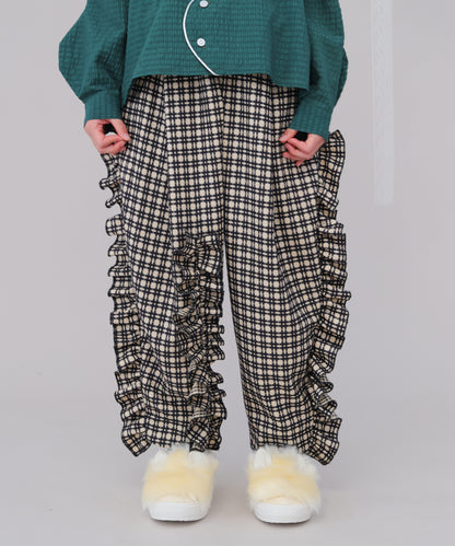 チェックフリルパンツ　[243-0905-1]