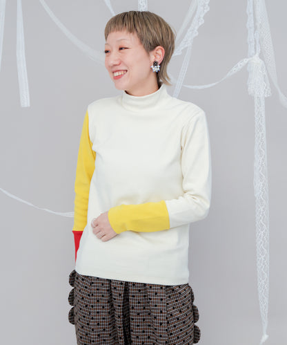 配色カラーハイネックTシャツ　ladies [243-1510-2]