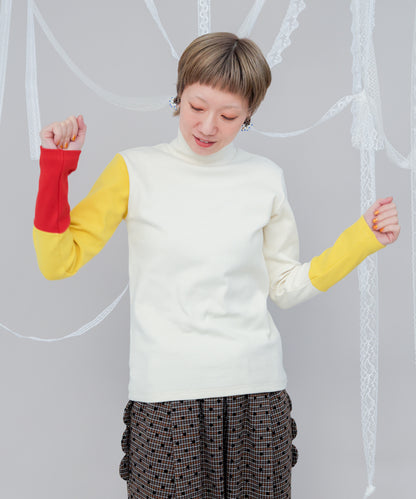 配色カラーハイネックTシャツ　ladies [243-1510-2]