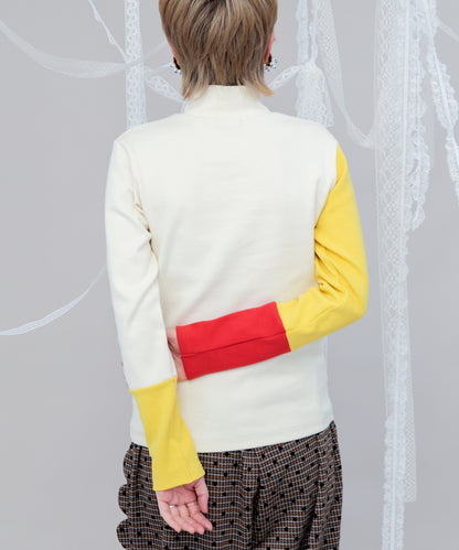 配色カラーハイネックTシャツ　ladies [243-1510-2]