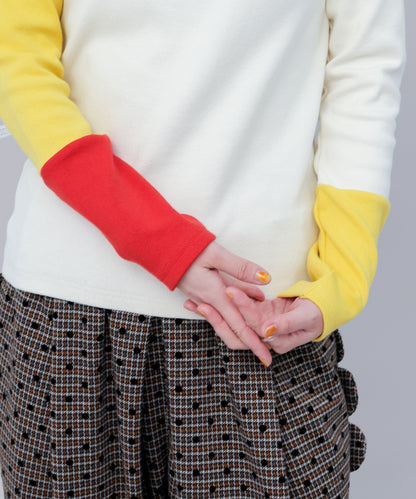 配色カラーハイネックTシャツ　ladies [243-1510-2]