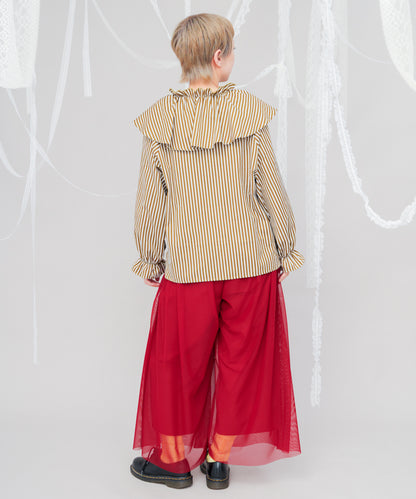 ビック三角襟ストライプ柄シャツ　[243-0605-2]