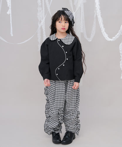 ウェービースリーブシルバーラインシャツ　 [243-0601-1]