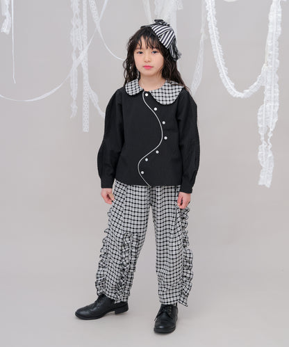 ウェービースリーブシルバーラインシャツ　 [243-0601-1]