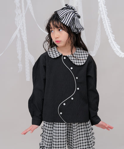 ウェービースリーブシルバーラインシャツ　 [243-0601-1]