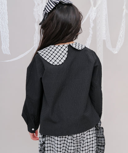 ウェービースリーブシルバーラインシャツ　 [243-0601-1]