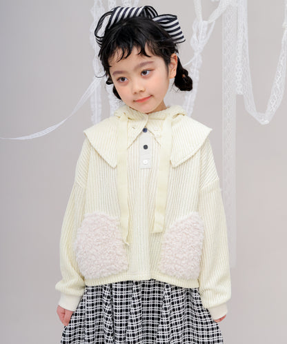 ボアポケットニット風ヘンリーネックプルオーバー　[243-0701-1]