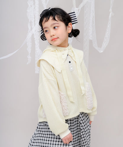 ボアポケットニット風ヘンリーネックプルオーバー　[243-0701-1]