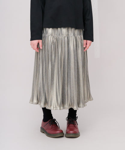 メタリックプリーツ加工スカート[243-1102-1]