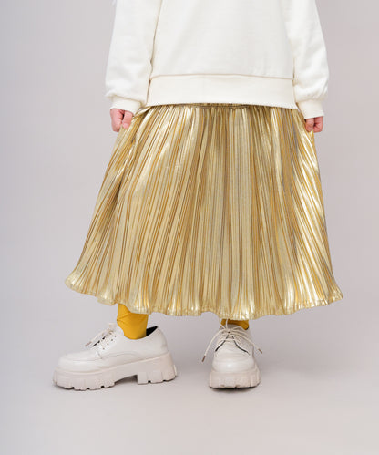 メタリックプリーツ加工スカート[243-1102-1]