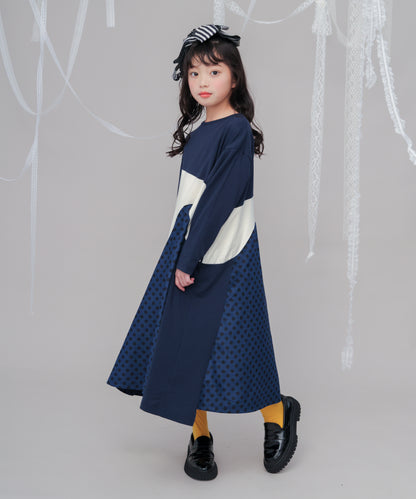 Aラインバイカラーワンピース  [243-0107-1]