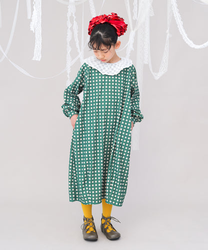 チェック柄コクーンワンピース  [243-0105-1]