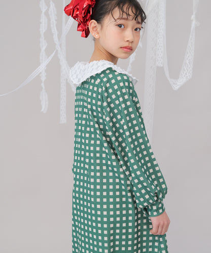 チェック柄コクーンワンピース  [243-0105-1]