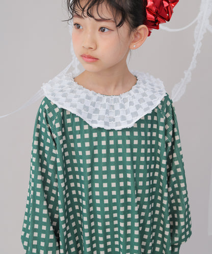 チェック柄コクーンワンピース  [243-0105-1]