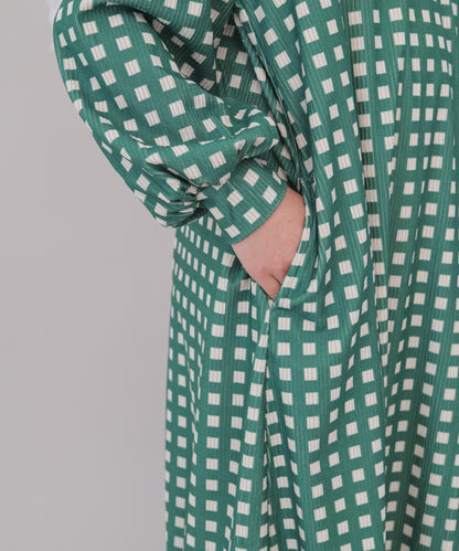 チェック柄コクーンワンピース  [243-0105-1]